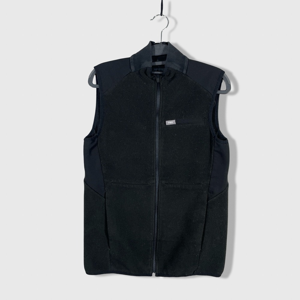 FIGS Fleece Vest Women XS Black Gorpcore Sporty WXXOW1008 Medical Uniform